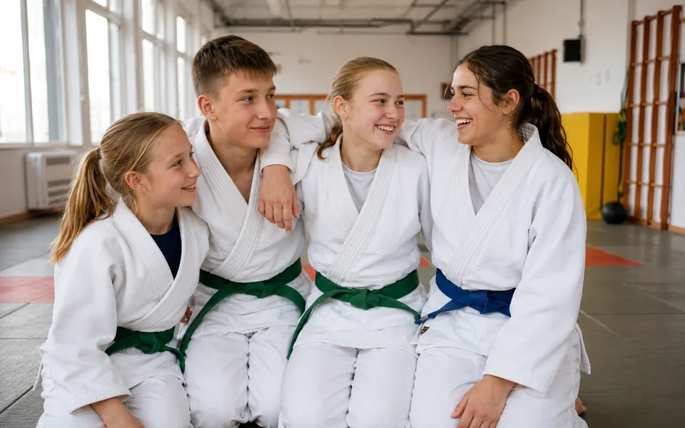 Judoisti se objemajo po treningu